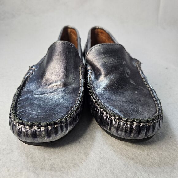 ANDAGO hamdmade Leather Loafers Sz 36 Dark Grey Metallic - Picture 5 of 8